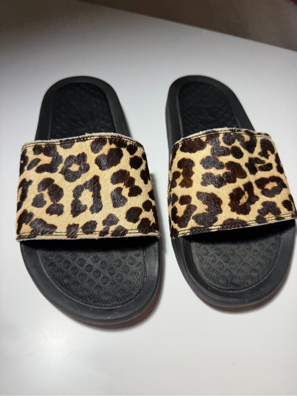 APL Leopard Print Slide Sandals - Black Footbed